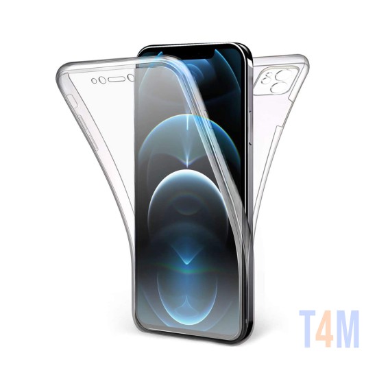 Capa de Silicone com Moldura da Câmera 360º para Apple iPhone 12 Mini Transparente